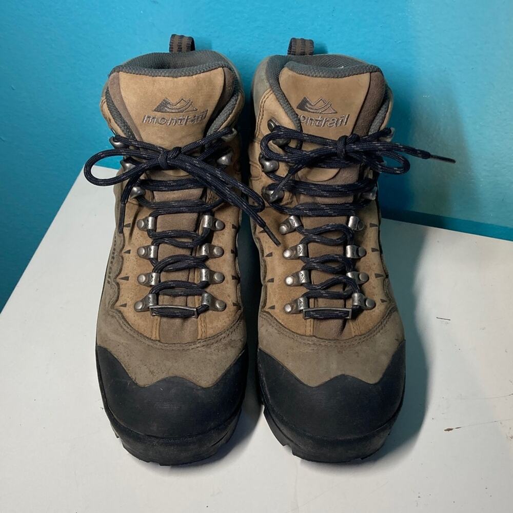 Montrail Goretex Brown Leather Hiking Boots Womens  Size 8 / 39 Wide Waterproof